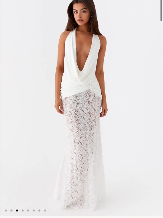 Peppermayo Dresses & Skirts - Peppermayo White Deep-V Lace Maxi Dress